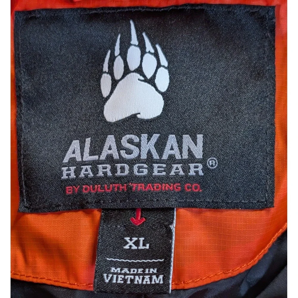 Alaskan Hardgear Duluth Trading Co Mens XL Orange Quilted Puffer Jacket Full Zip